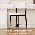 thumbnail image 3 of Bar Stools Set of 2, Legahome 26" Counter Height Bar Stool, Modern Farmhouse Upholstered Counter Chairs with Curved Back & Wood-Grain Metal Legs for Kitchen Island Dining Room, Black, 3 of 8