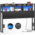 thumbnail image 5 of Homieasy Headboard for Queen Size Bed with Storage Shelf, Head board with 3 Outlets and 2 USB Ports, Headboards with RGB LED Light, Height Adjustable, Sturdy and Stable, Easy Assembly, Black, 5 of 10