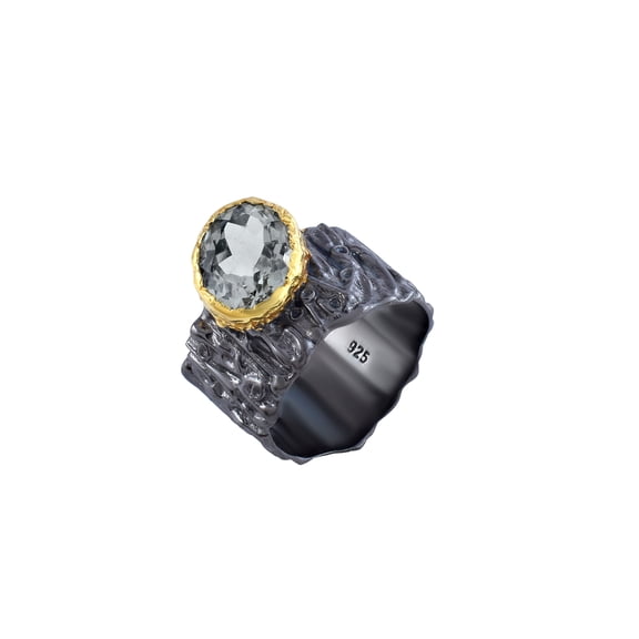 Green Amethyst Gemstone Ring