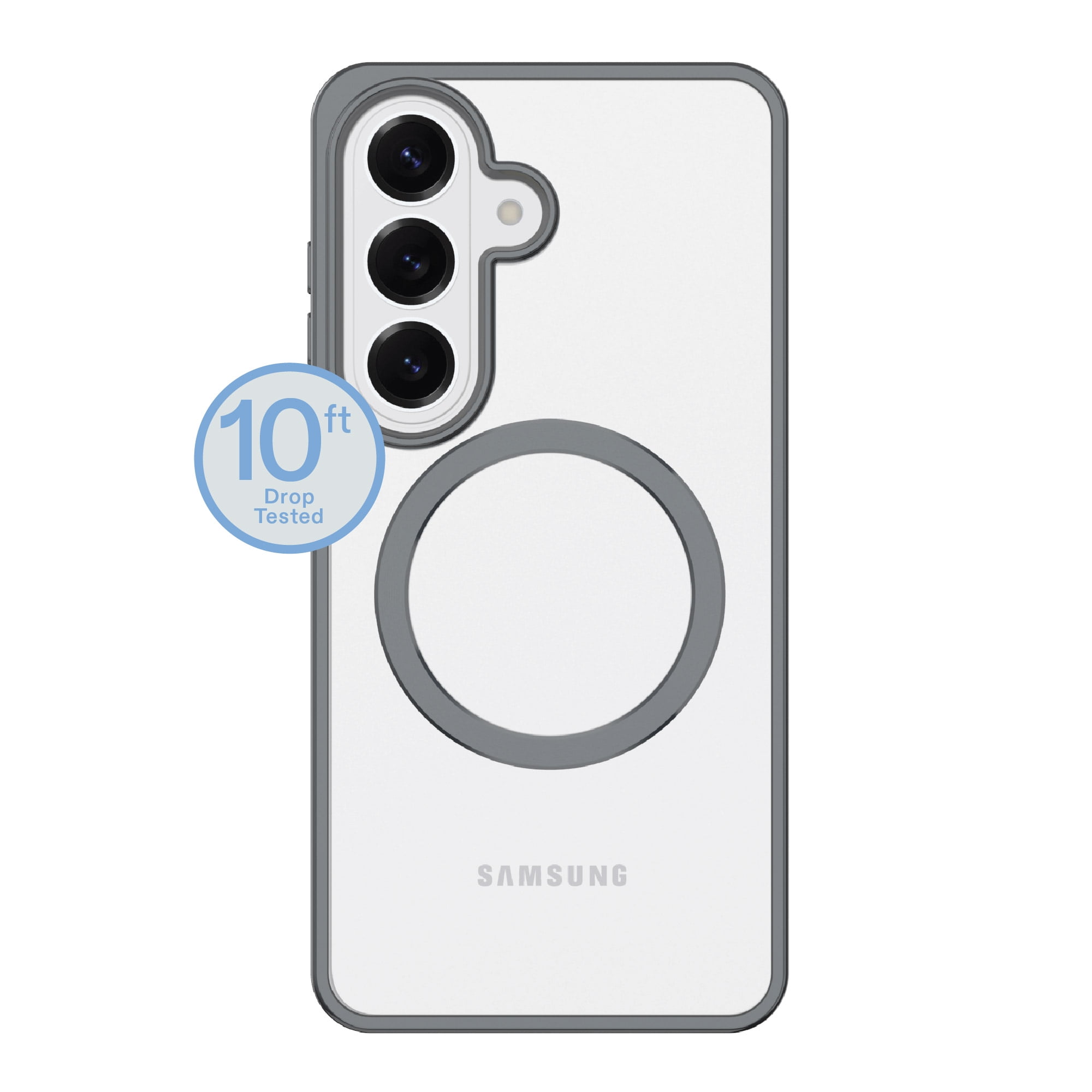 onn Magnetic Compatible Phone Case for Samsung Galaxy S26 - Metallic Gray/Clear