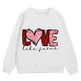 thumbnail image 3 of WOYY Big Girls Valentine's Day Sweatshirt Drop Shoulder Pullover Top, Sizes 9-10, 3 of 4