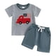 thumbnail image 1 of Niña Bebé Ropa de Verano Patriótica Usa Appliqué Niño Pequeño 2 Piezas Outfit Manga Corta Cuello Redondo Blusas Pantalones Cortos Conjunto, 1 of 7