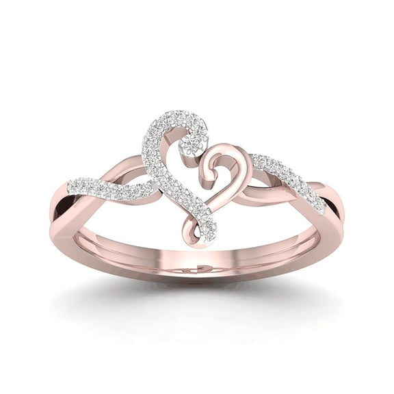 Guodhu Infinity Heart Promise Ring – Simulated Diamond CZ & Created Moissanite Engagement Ring Jewelry for Her | Pink Sparkle Gift for Love & Commitment