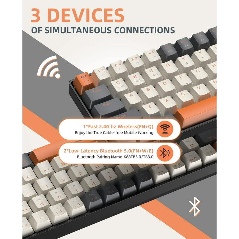▲▽▲KILIG△▼△ 100 ZIYOULANG K68 Mini Wireless Mechanical Keyboard, Bluetooth