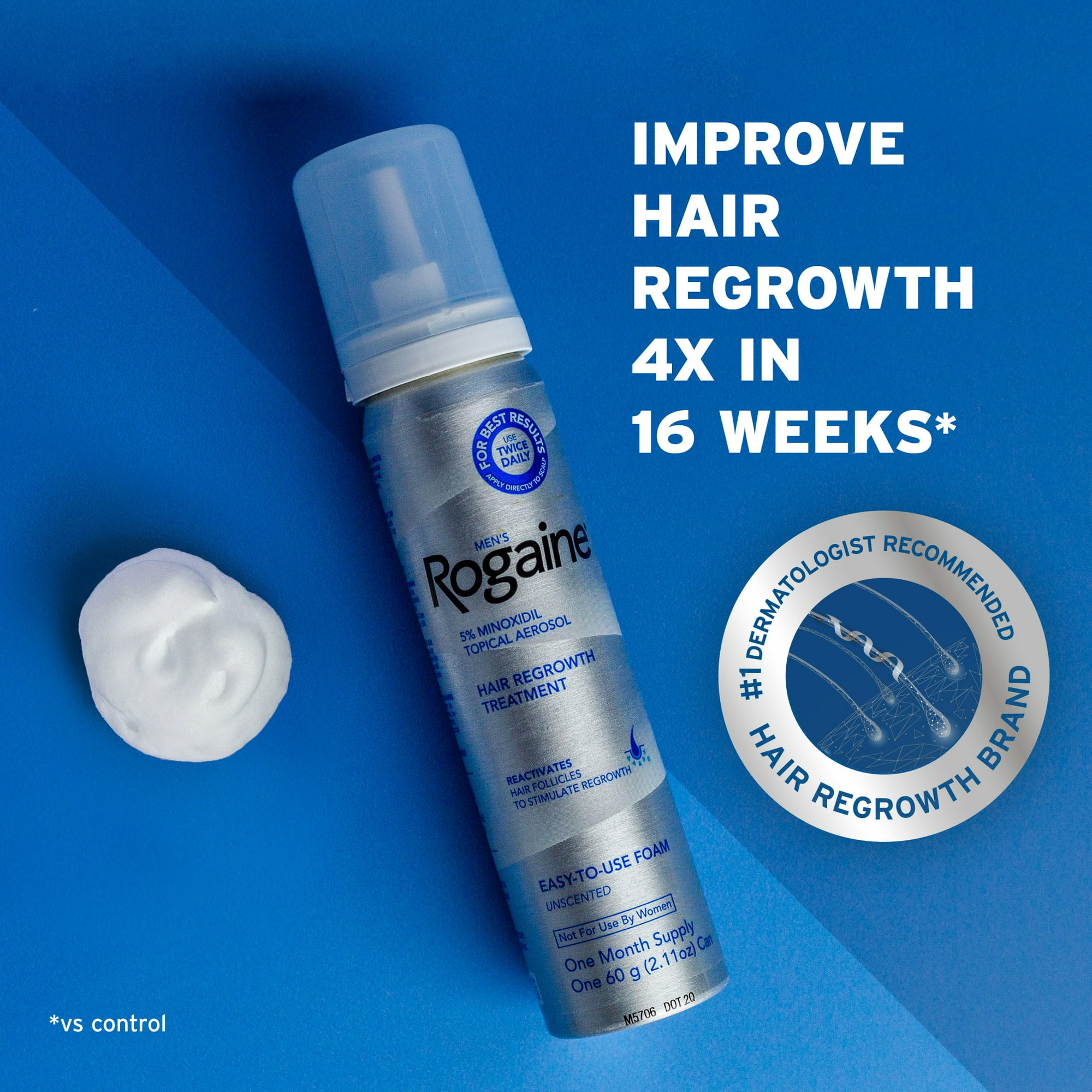 Men's Rogaine 5% Minoxidil Foam Treatment, 1-Month Supply
