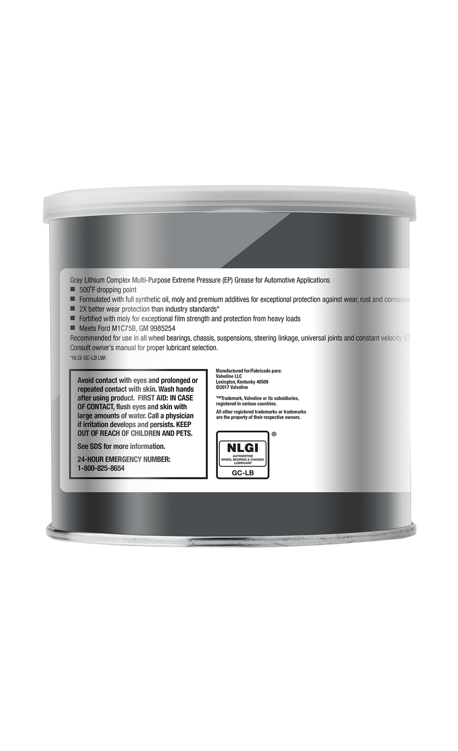 (2 pack) Valvoline Full Synthetic Moly-Fortified Gray Grease Tub 1 Lb