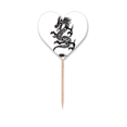 thumbnail image 1 of Dragon arte animal grano silueta Etiqueta del corazón de la bandera del palillo de dientes, 1 of 3