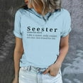 thumbnail image 2 of QHWAUAKFBN T Shirts For Women Trendy Seester Short Sleeved Pullover Round Neck Tshirts Top, 2 of 6