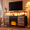 Brown, variant on Fireplace TV Stand With 4 Fabric Drawers, TV Stand Dresser With Power Outlets And LED Lights, Fireplace Entertainment Center With Open Shelf For 43, 50 Inch TV, For Living Room, Bedroom