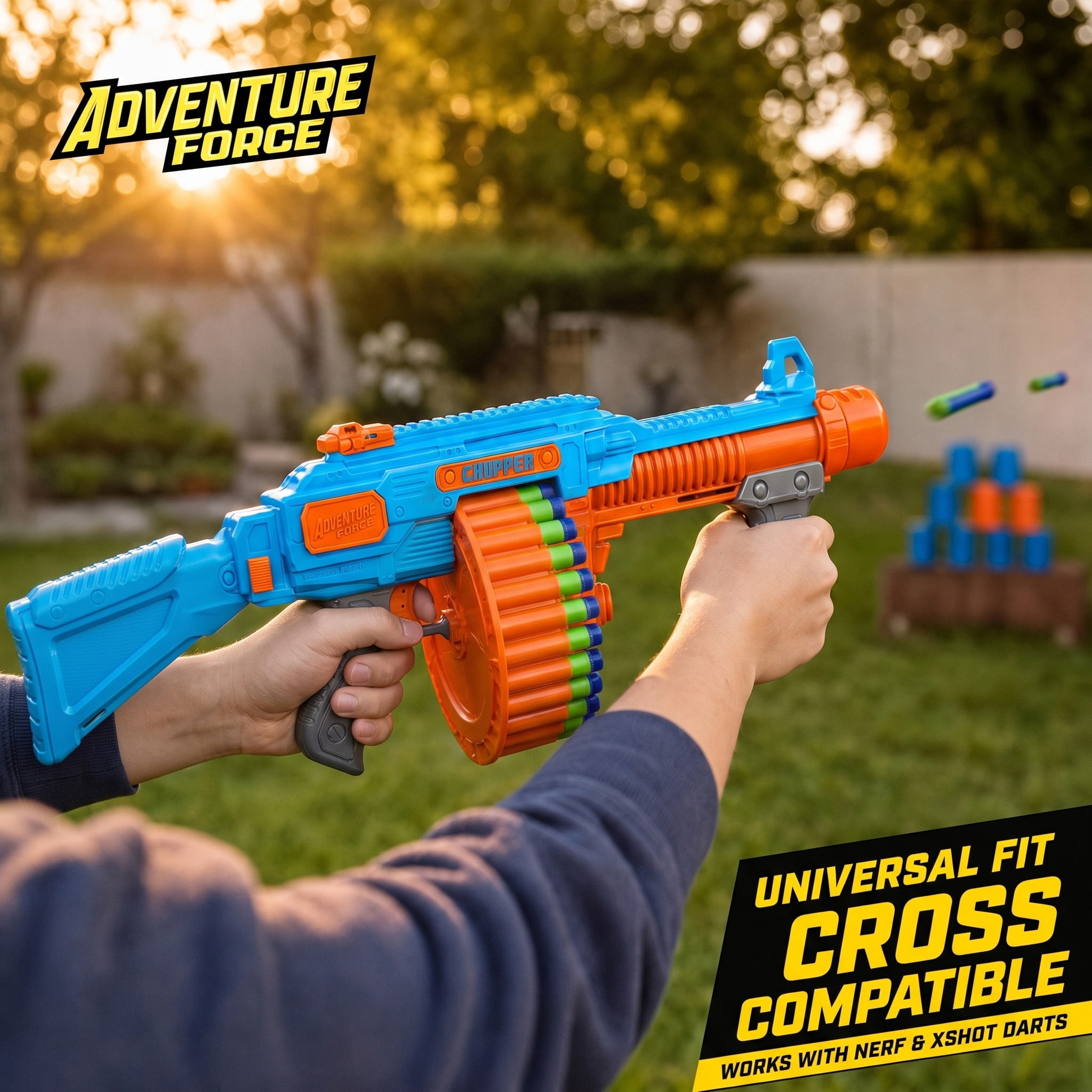 Adventure Force Chopper Submachine Foam Dart Blaster, 34 Pieces