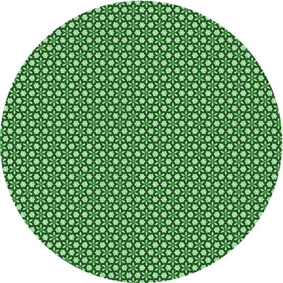 Ahgly Company Machine Washable Indoor Round Transitional Deep Emerald Green Area Rugs, 8' Round