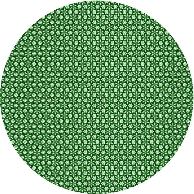 Ahgly Company Machine Washable Indoor Round Transitional Deep Emerald Green Area Rugs, 3' Round