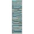 thumbnail image 2 of Addison Rugs Dream Shag Premium Machine Washable Transitional Stripes, Bars, Horizontal Lines Turquoise Runner Rug, 2'3" x 7'6", 2 of 8