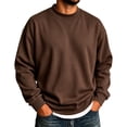 thumbnail image 2 of Hearthz Mock Neck Mens Sweatshirt Fall Winter Mens Long Sleeve Sweatshirts Solid Color Streetwear Lightweight Pullover Men Brown XXL, 2 of 5