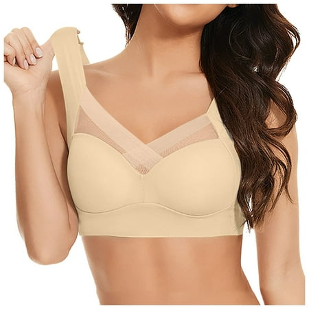 Women s Large Strapless Lace Strapless Front Buckle Lift Bra Tank Top Underwear Thin Women S Sports Bras Side Fold Side Breast Medium Sports Bra for Women Gather Adjustable Bra