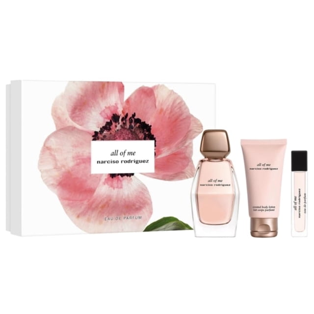 Juego de Regalo All Of Me Narciso Rodríguez para Mujeres EDP en Spray 3 Oz EDP en Spray 0,33 Oz Loción Corporal 1,6 Oz