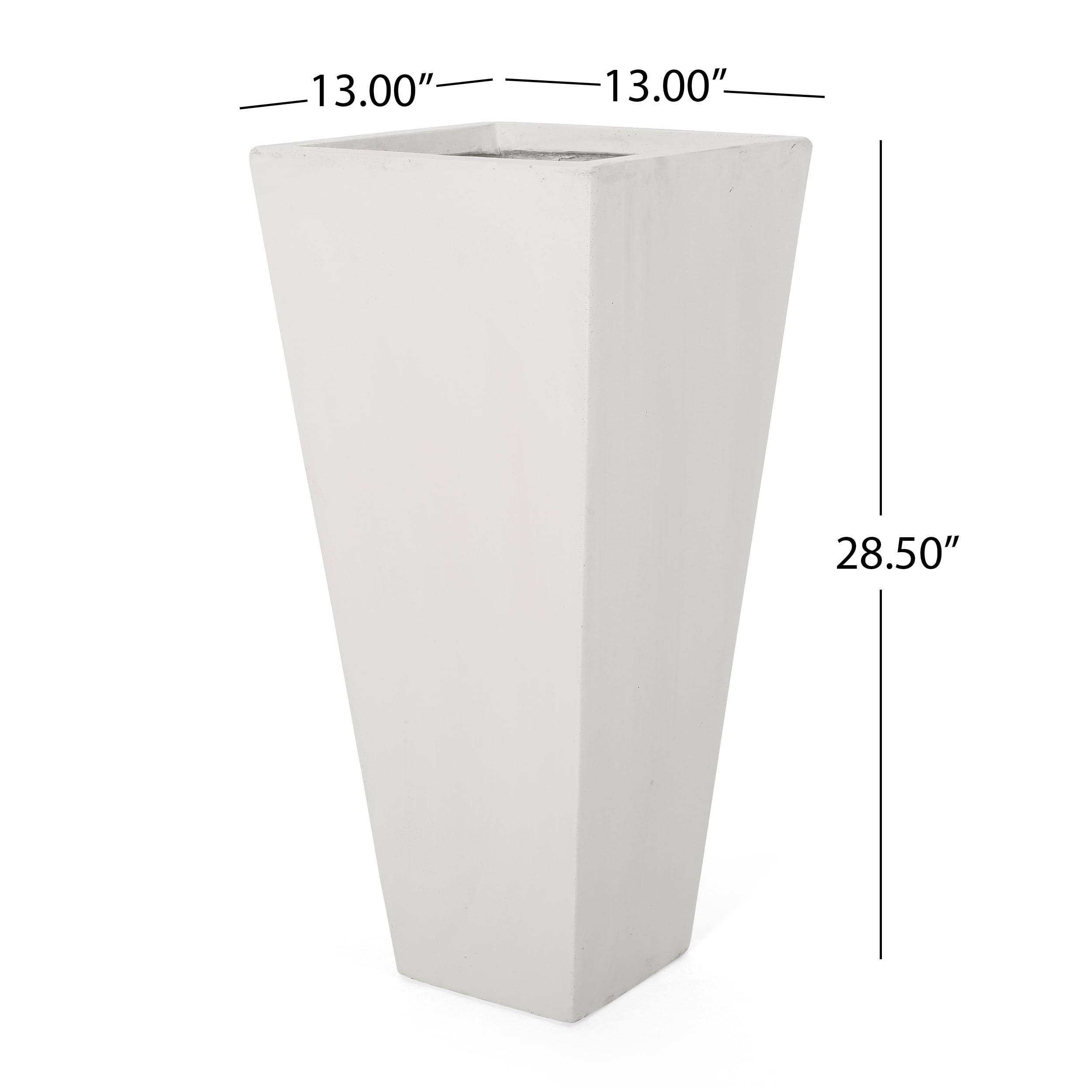 GDF Studio Fardeen Outdoor Modern Cast Stone Planter, White Medium