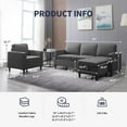 thumbnail image 2 of ijuicy Sectional Sofa Set,2PCS Living Room Furniture Couch Sets with Movable Storage Ottoman & Side Pockets,Include Sofa,Chair,Dark Gray, 2 of 7
