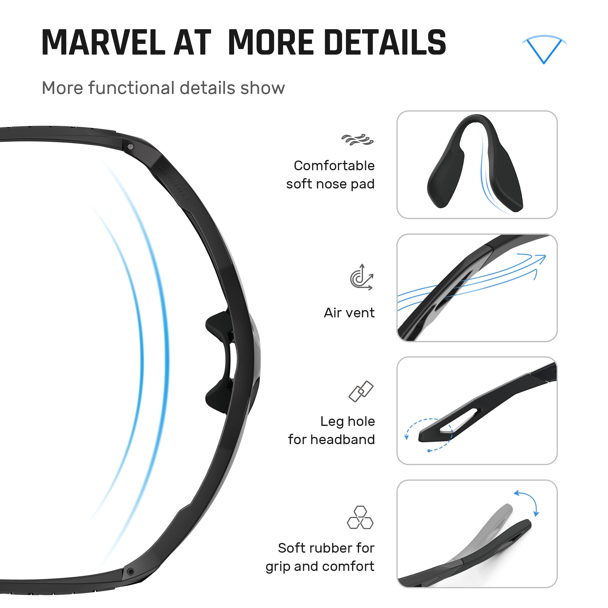 TOREGE Sports Polarized Unisex Sunglasses for fishing cycling running golfing Sunglasses Durable Lens