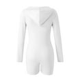 thumbnail image 5 of Women Bodycon Romeper Shorts Long Sleeve Playsuits Deep V-Neck Hooded Short Jumpsuits Streetwear, 5 of 6