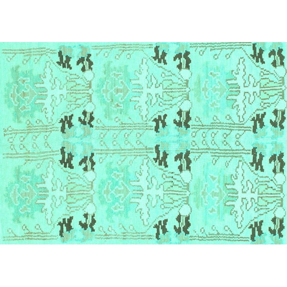 Ahgly Company Machine Washable Indoor Rectangle Abstract Turquoise Blue Modern Area Rugs, 2' x 4'