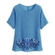 thumbnail image 1 of Camiseta de Mujer Camiseta de Manga Corta Impresión Casual Raglan Suelto de Lino Top Blusas, Cuello de la Tripulación, 1 of 5