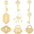 thumbnail image 2 of 9pcs 1.6x1.6 Inch Lock Metal Stickers Key Self Adhesive Gold Stickers Metal Gold Stickers for Scrapbooks DIY Resin Crafts Phone Water Bottle Decoration, 2 of 9