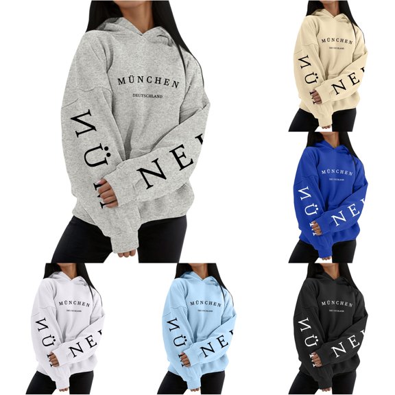 TIANZEN Women's Hoodie Women's Long Hooded Pullover Sweatshirt Round Neck Leisure Sports Long Sleeve Shirt Hoodies Training Pullover Women's Winter Warm Comfortable And Soft Womens Pullover Hoodie