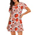 thumbnail image 1 of Balery Hand Drawn Tomatoes Camisón de manga corta con cuello redondo para mujer, cómodo y elegante., 1 of 6