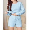 thumbnail image 3 of Ekouaer Fuzzy Fleece Pajamas 2 Piece Warm Soft Lounge Set Long Sleeve Sweater Top and Shorts Loungewear Outfits Sweatsuits, 3 of 5