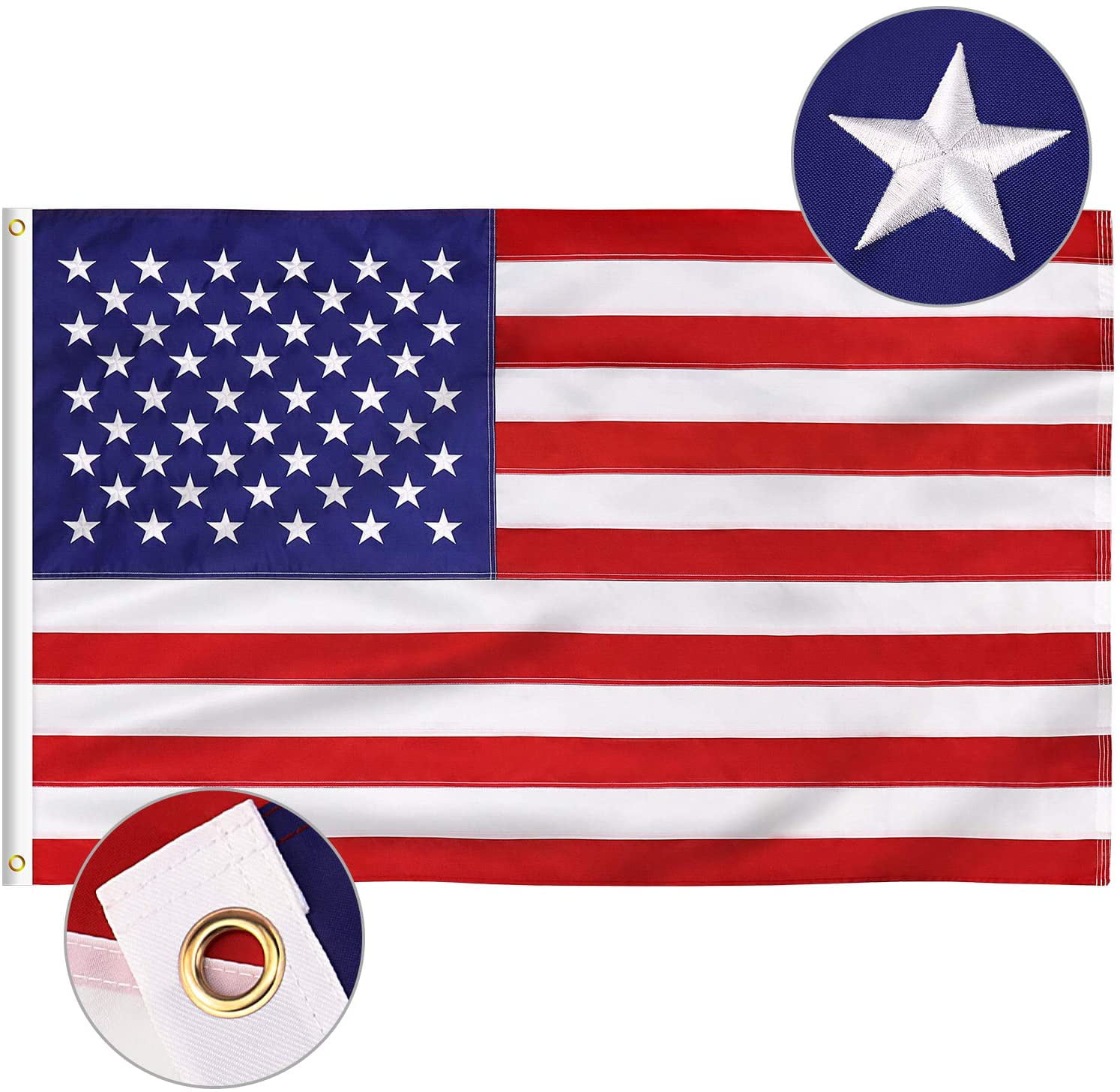 10x15 USA American Embroidered Flag Sewn Stripes Nylon Banner FAST USA SHIPPING 