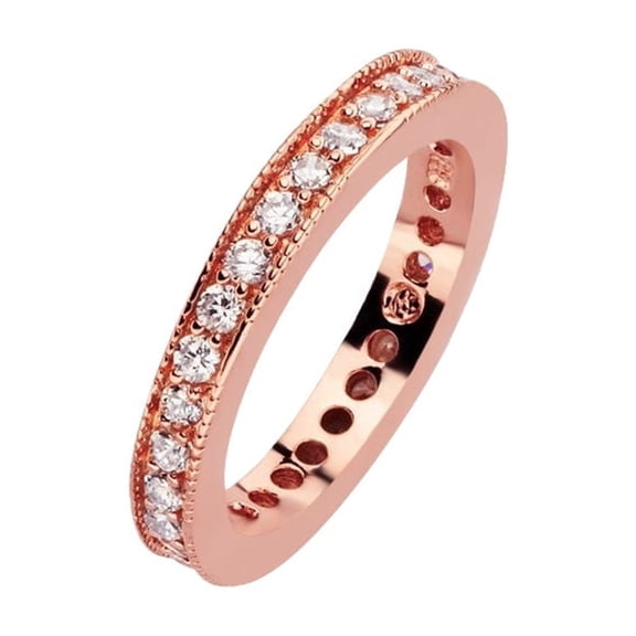 Sterling Silver Rose Gold Plated Channel Stackable Eternity Ring White CZ Jewelry Female Size 9