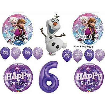 Frozen Olaf Purple 6th Disney Movie BIRTHDAY PARTY Balloons Decorations Supplies