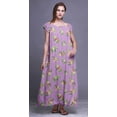 thumbnail image 3 of Bimba Printed Long Maxi Dress For Women Rayon Sleepwear Short Sleeve Nightgown, 3 of 4
