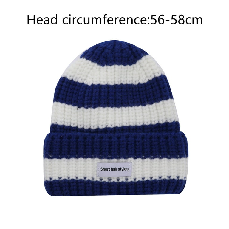 Beanie Hats for Men Women, Vertical Stripes Thick Two-Color
