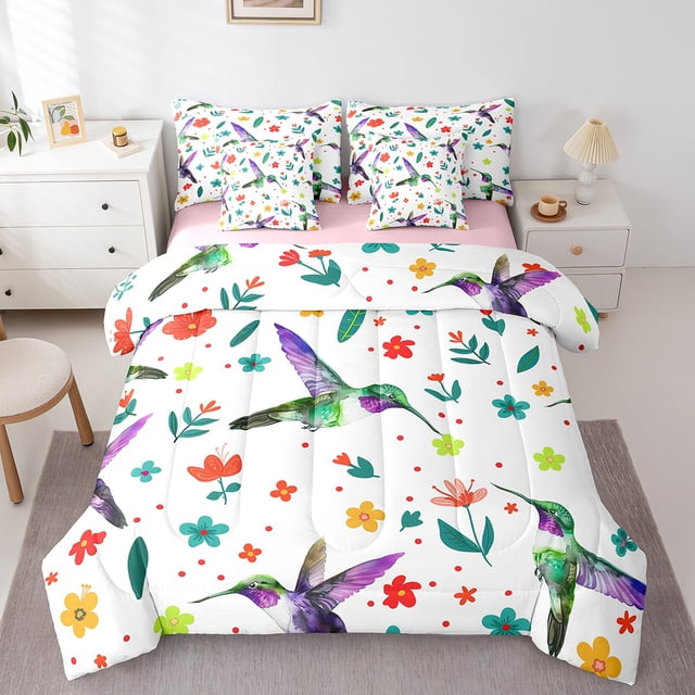 YST, Hummingbird Collection, Bed in a Bag, Cartoon Hummingbird, 7-Piece, Twin Size, Polyester