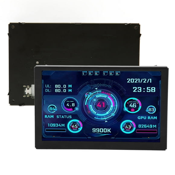 PC Sensor Panel Display, Computer Temp Monitor Brightness Adjustable Horizontal Vertical Switching for