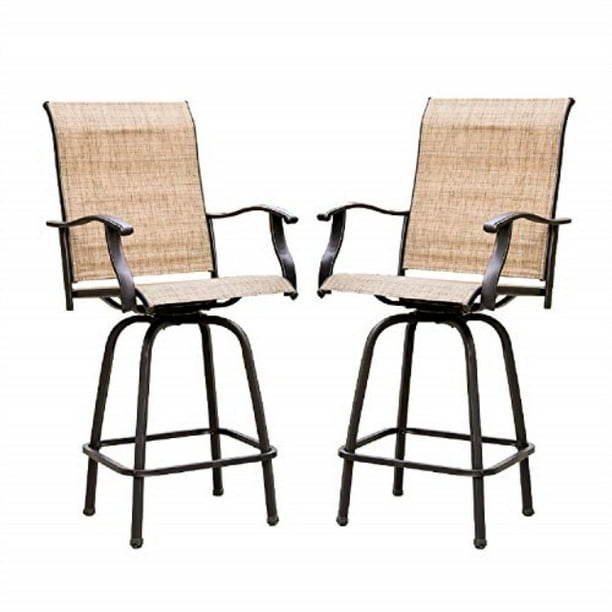 Lokatse Home 2 Piece Swivel Bar Stools Outdoor High Patio Furniture With All Weather Metal Frame Chairs Com - Tall Outdoor Patio Chair