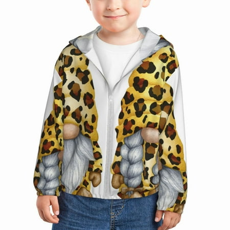 

Gaeub Leopard Gnomes Print Athletic Sun Protection Hoodie for Kids Long Sleeve Outdoor UV Shirt Running Fishing Top for Boys Girls-3 Years
