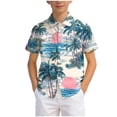 thumbnail image 6 of Ulanda Boys Hawaiian Shirt Short Sleeve Button Down Shirt Casual Floral Tropical Beach Shirts 6-14 Years (Light Blue, 7-8 Years), 6 of 7