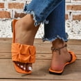 thumbnail image 5 of THDHVS Womens Sandals Comfortable,Womens Sandals,Women's Fashion Casual Pleated One-Strap Spring and Summer Breathable Flat Slippers Orange 7, 5 of 6