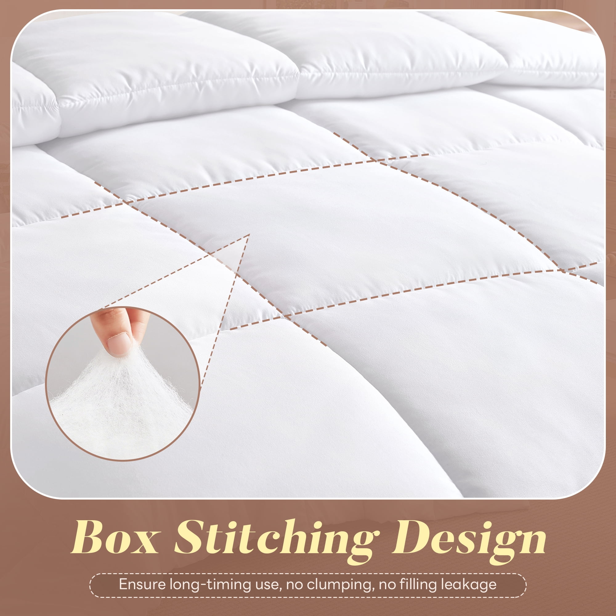 Aquzin Comforter Queen Size, All Season Quilted Down Alternative Duvet Insert with Corner Tabs, Machine Washable Microfiber Bedding, White