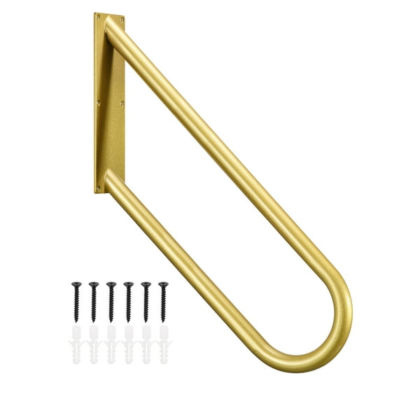 Unique Bargains U Shaped Stair Handrails for Outdoor Steps, Wall Mount Handrail 14 Steps, Hand Railings for Garage Entrance Gold