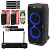 JBL Professional PartyBox 310 Portable Bluetooth Speaker with Gemini UHF-02M Wireless Microphone System Package