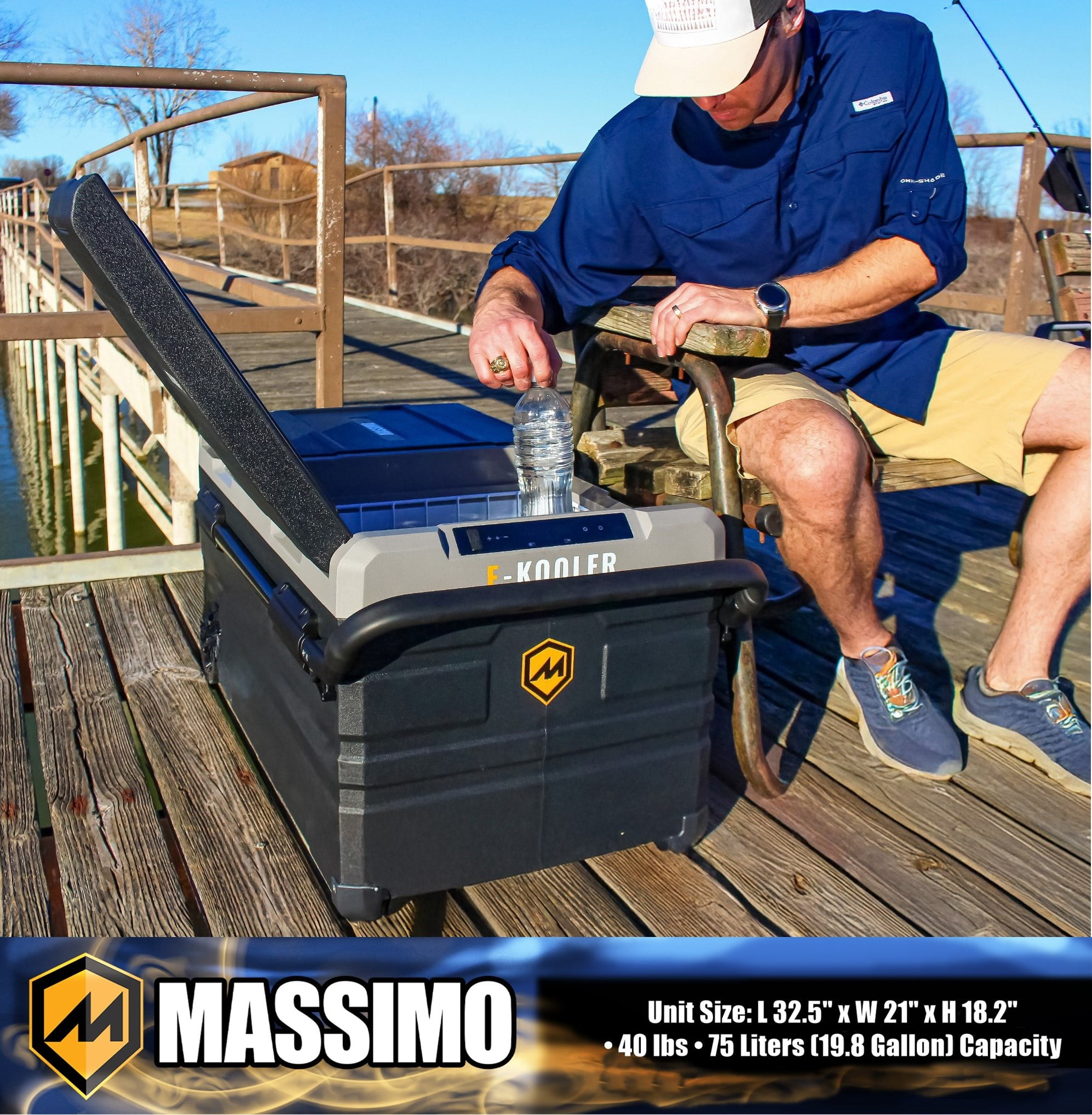 Massimo 75L Electric Iceless Cooler for RV, Car, Camping, Beach – 12V DC & AC Powered, Portable Fridge Freezer, 19.8 Gallon Capacity