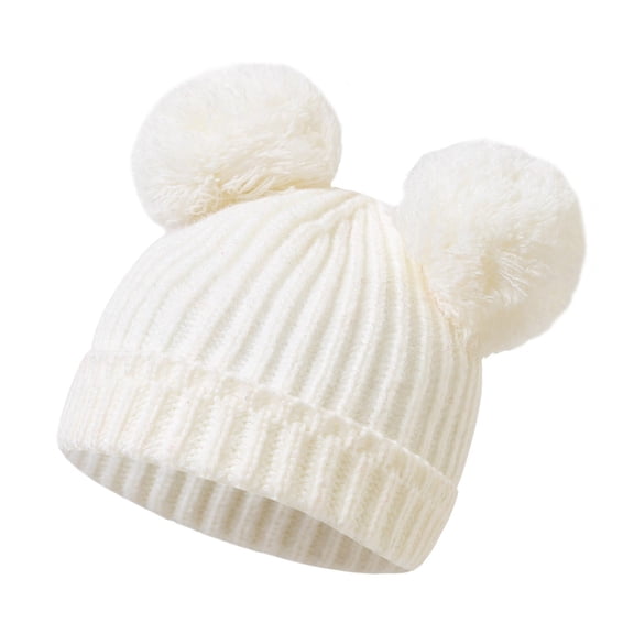 Elastic Crochet Hat Baby Knitted Hat Infant Soft Caps with Pompoms Bonnet Caps for Toddler 0-12 Month