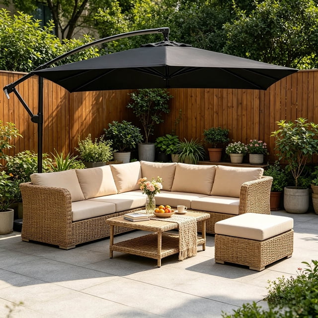 Parasol Rectangulaire de Remplacement pour Patio avec Protection pour Jardin, Cour, Marché