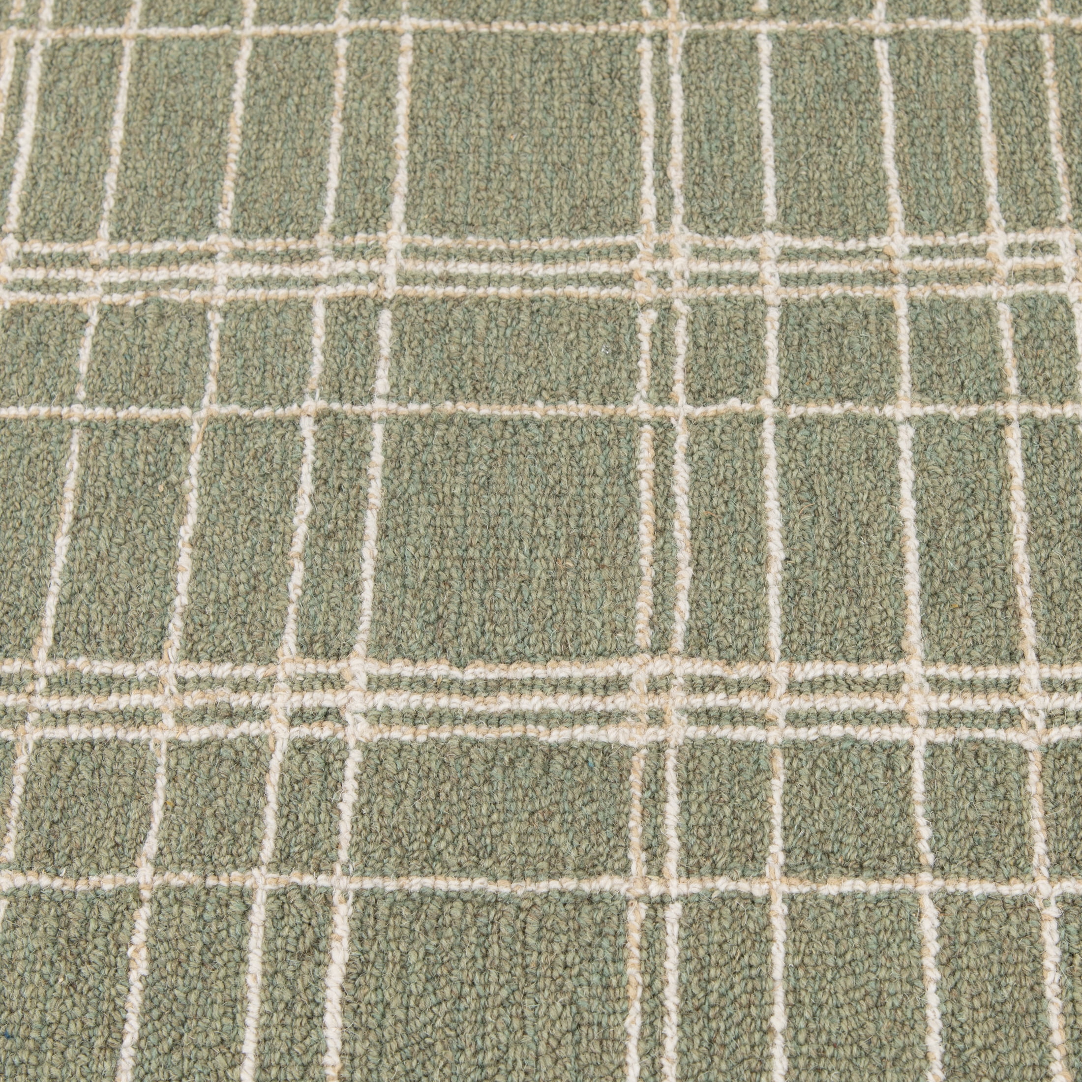 Better Homes & Gardens Lt Green Plaid Wool Indoor Runner Rug, 2'6"x7'