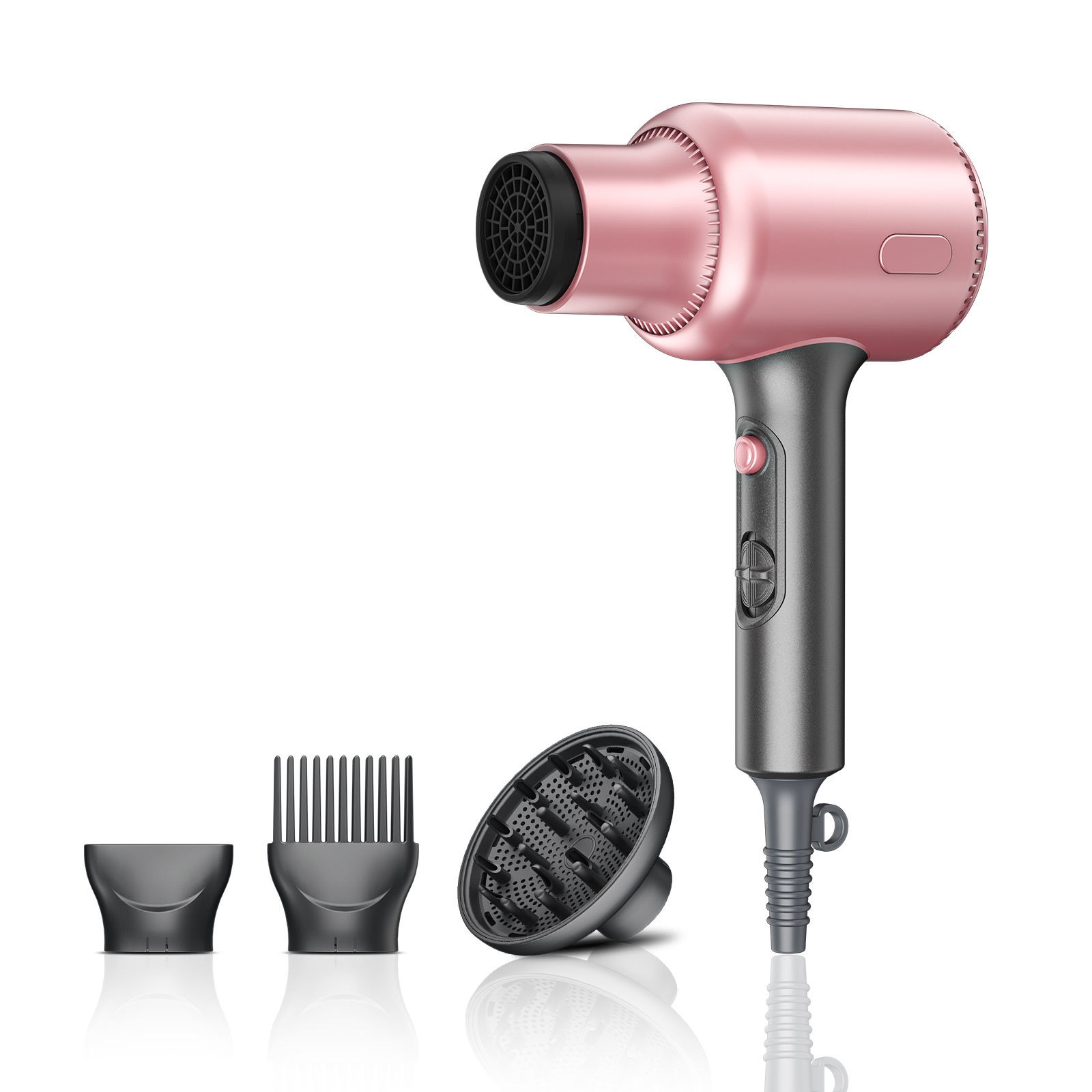VoluVibe Hair Dryer, Blown Away Ionic Hair Dryer for Curly Hair with Diffuser, 1600W Fast Drying Blow Dryer with Ceramic Technology, 3 Attachments for All Hair Types