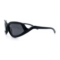 thumbnail image 6 of Swan Down Temple Curved Wrap Cat Eye Sport Plastic Sunglasses All Black, 6 of 8